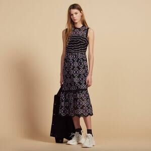 Sandro Inaya Guipure Embroidered Lace Midi Dress